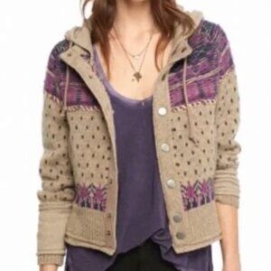 Free People | On My Way Hooded Cardigan | Size XS | Grey/Purple